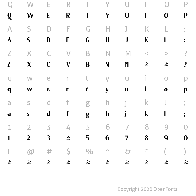 Character Map of FONTSPRING DEMO - Rosengarten Sans