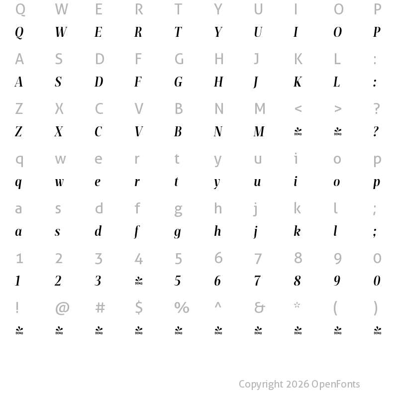 Character Map of FONTSPRING DEMO - Rotwang Pro Bold Bold