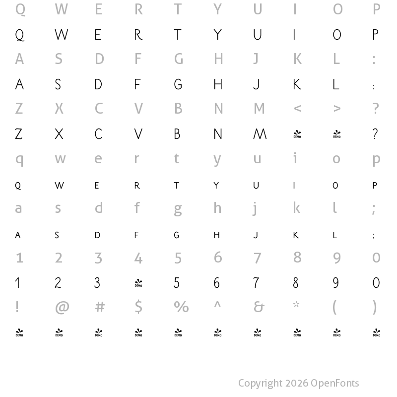 Character Map of FONTSPRING DEMO - Salt and Spices Mono SC SC