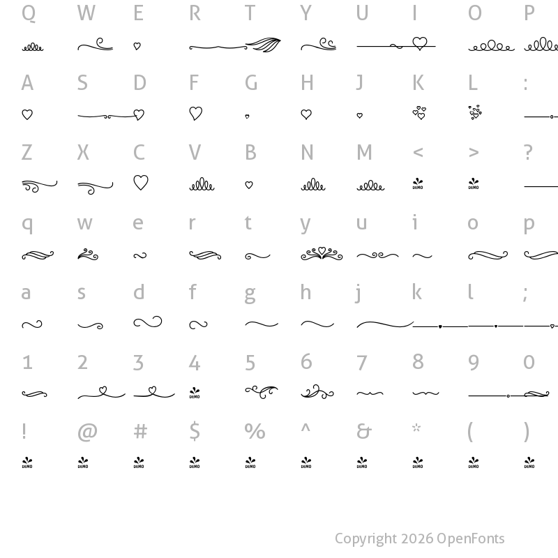 Character Map of FONTSPRING DEMO - Salve Extras Bold Regular