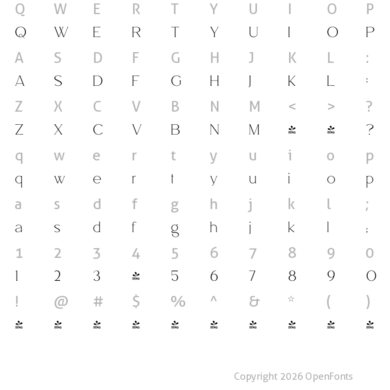 Character Map of FONTSPRING DEMO - Salve Regular