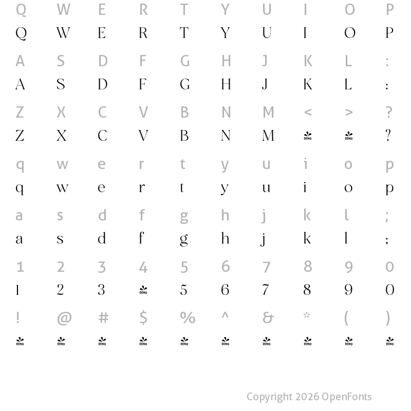 Character Map of FONTSPRING DEMO - San de More SemBd Regular