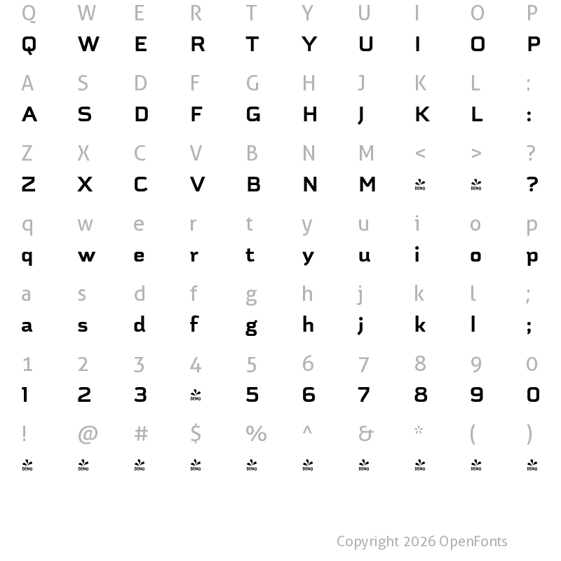 Character Map of FONTSPRING DEMO - Schwager Sans Black