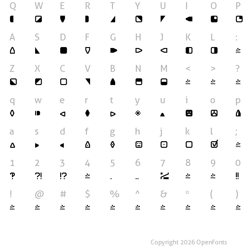 Character Map of FONTSPRING DEMO - Screener Symbols