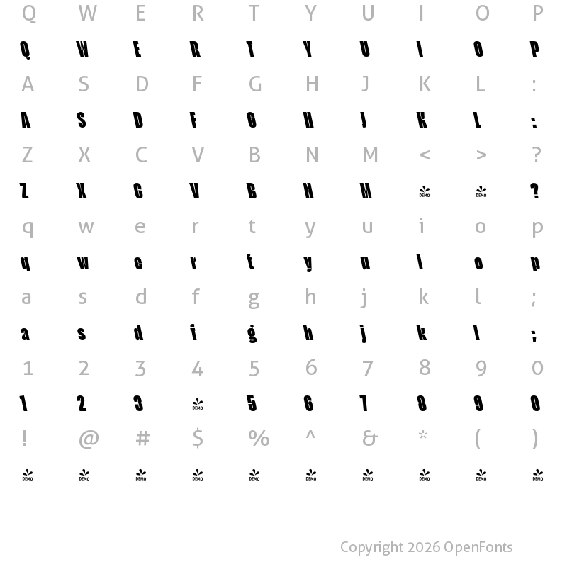 Character Map of FONTSPRING DEMO - Seriguela Display Poster Rev It Regular