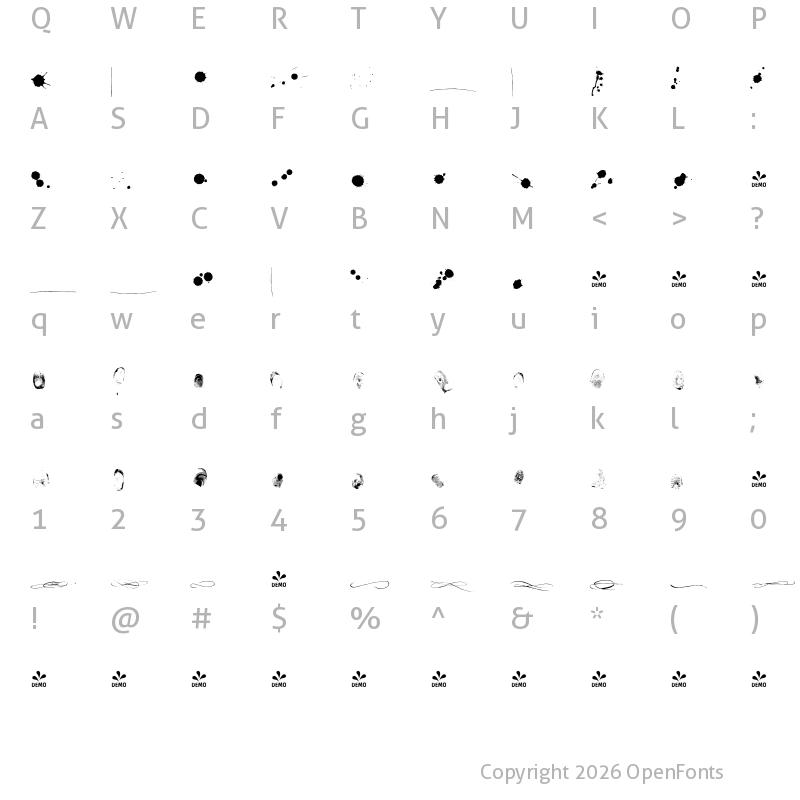 Character Map of FONTSPRING DEMO - Sherlock-Stuff Regular