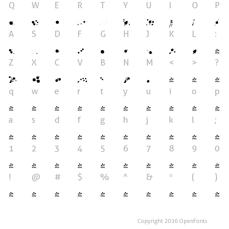 Character Map of FONTSPRING DEMO - Sherlock-StuffDots Regular