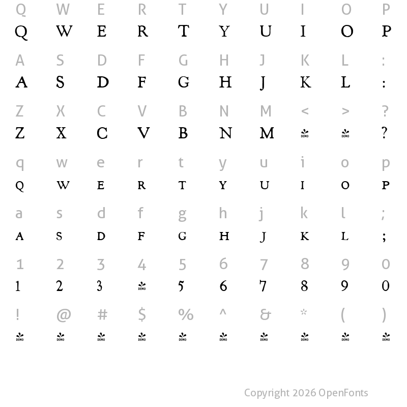 Character Map of FONTSPRING DEMO - ShipleyRoughSC Regular