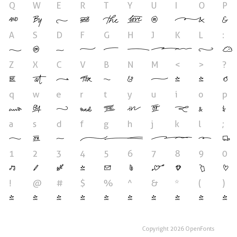Character Map of FONTSPRING DEMO - Signerella Swash Bold Regular