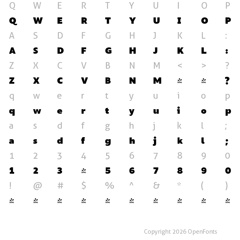 Character Map of FONTSPRING DEMO - Silta Heavy Regular