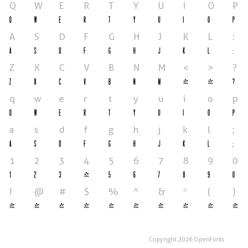 Character Map of FONTSPRING DEMO - Silverline Sans Bold