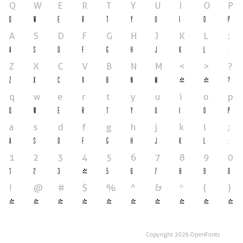 Character Map of FONTSPRING DEMO - Silverline Sans Regular