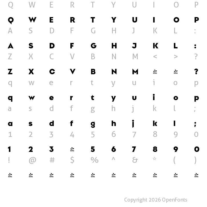 Character Map of FONTSPRING DEMO - Singolare Layers Black Regular