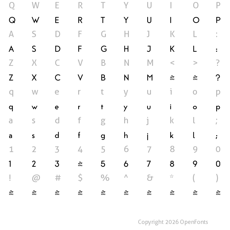 Character Map of FONTSPRING DEMO - Sittl Pro Regular