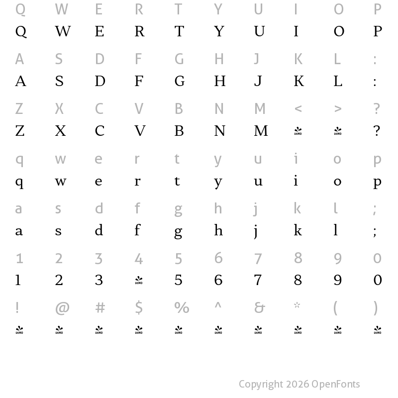 Character Map of FONTSPRING DEMO - Skema Pro Omni Regular