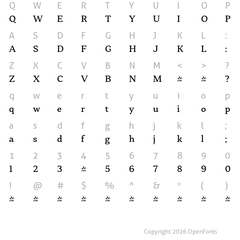 Character Map of FONTSPRING DEMO - Skema Pro Text Md Regular