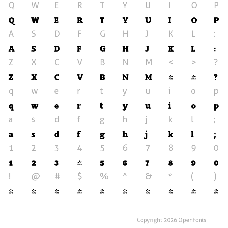 Character Map of FONTSPRING DEMO - Slam ExtraBold Regular