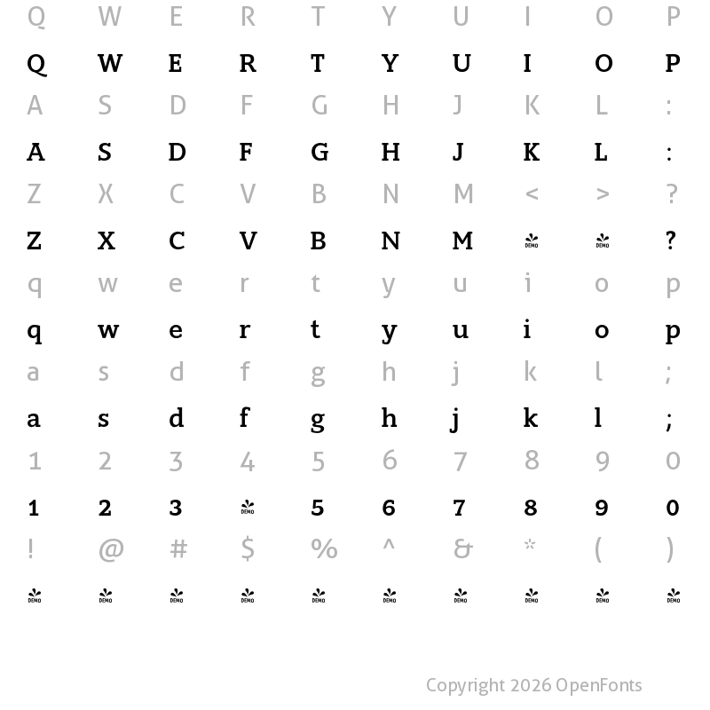 Character Map of FONTSPRING DEMO - Slam Medium Regular