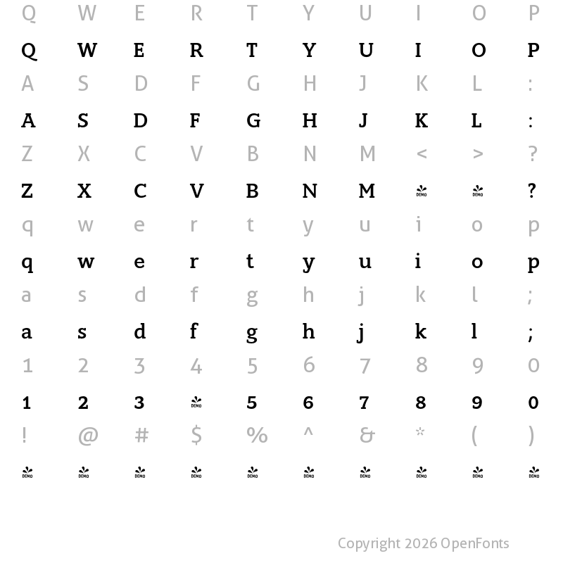 Character Map of FONTSPRING DEMO - Slam MediumRounded Regular