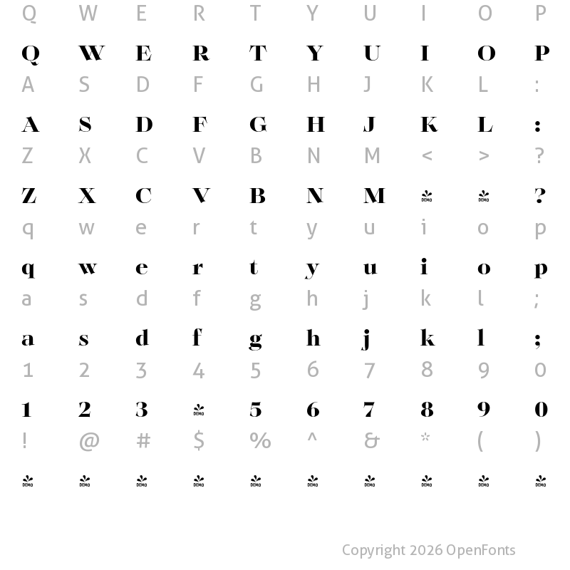 Character Map of FONTSPRING DEMO - Solena Pro ExtraBold Regular