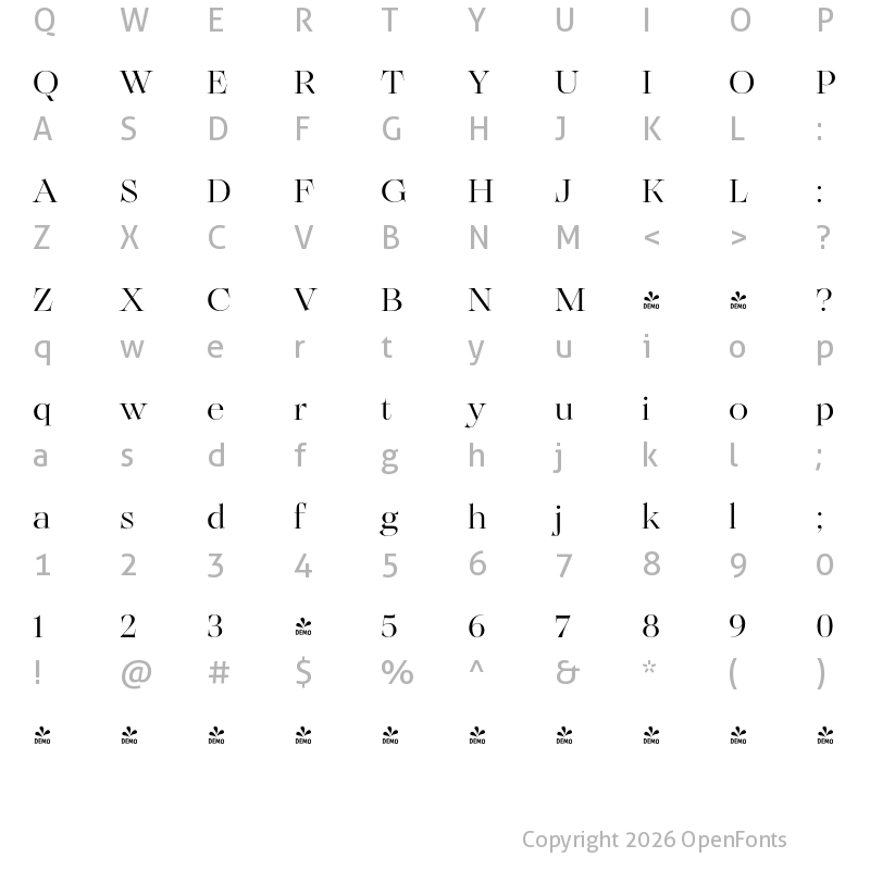 Character Map of FONTSPRING DEMO - Solena Pro Light Regular