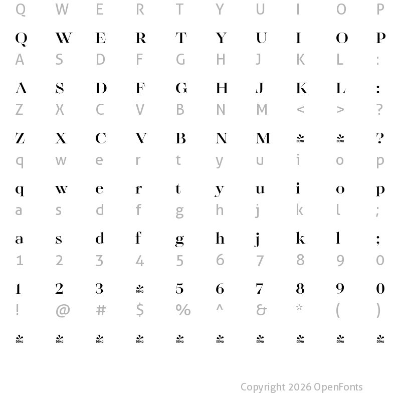 Character Map of FONTSPRING DEMO - Solena Pro Medium Regular