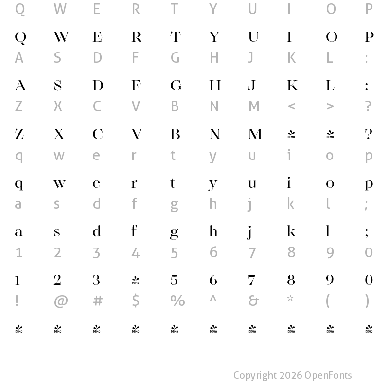 Character Map of FONTSPRING DEMO - Solena Pro Regular