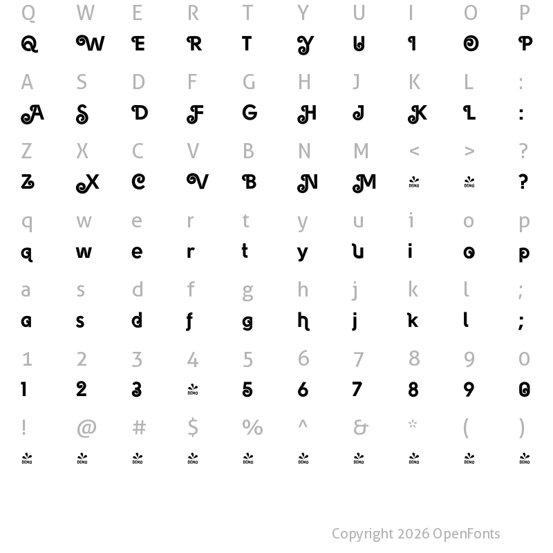 Character Map of FONTSPRING DEMO - Solomon Black Deco Regular
