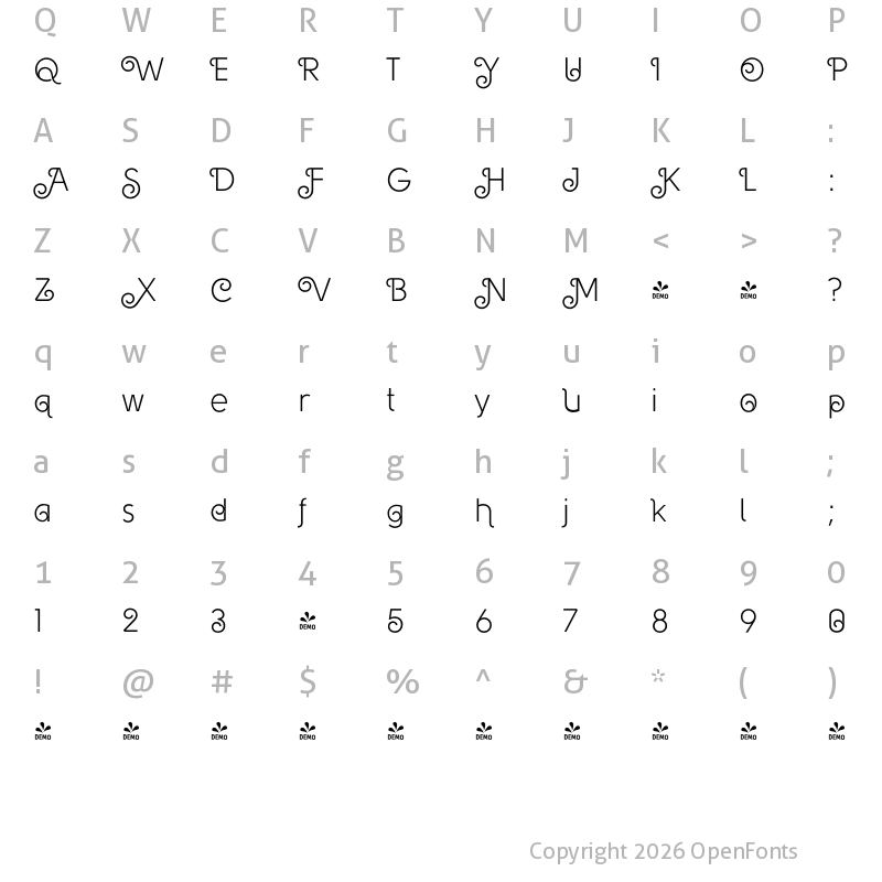Character Map of FONTSPRING DEMO - Solomon Book Deco Regular