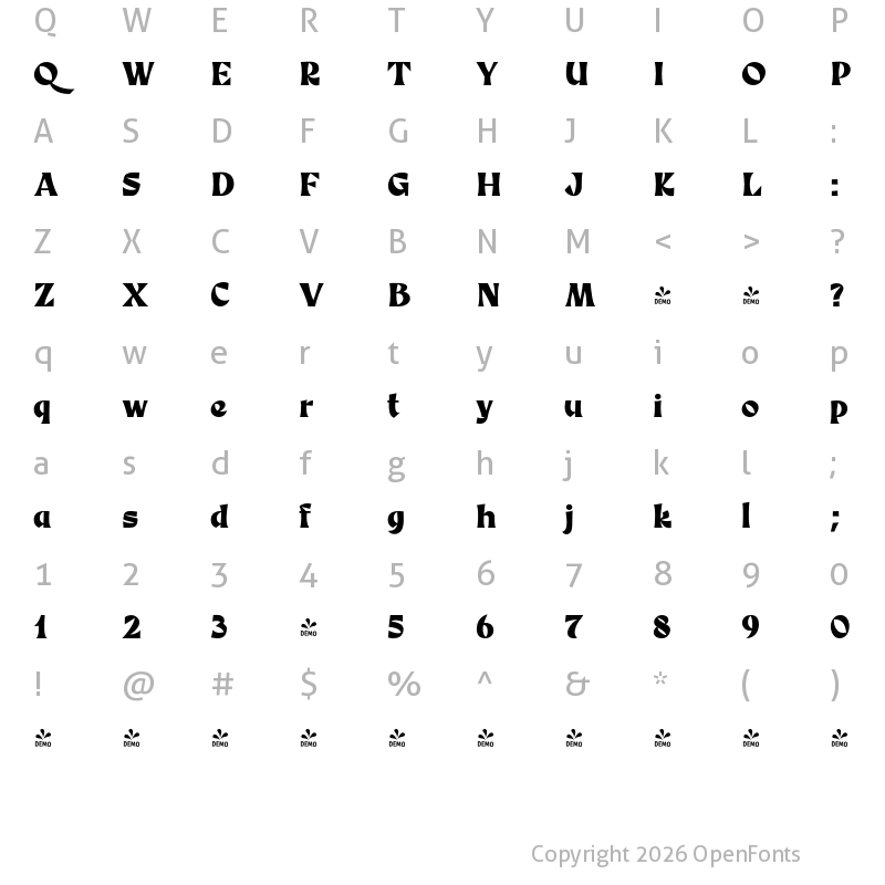 Character Map of FONTSPRING DEMO - Something New Regular