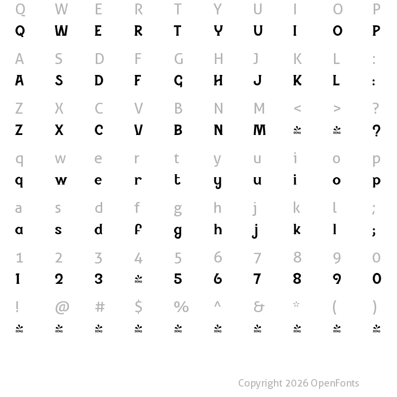 Character Map of FONTSPRING DEMO - Spellcaster Regular