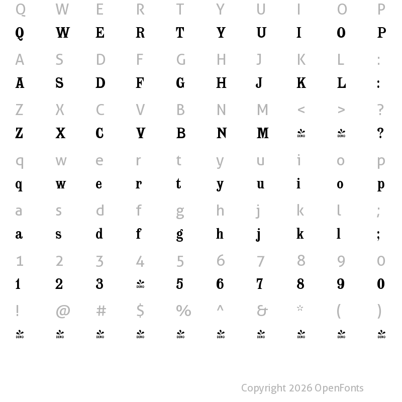Character Map of FONTSPRING DEMO - Spike Bold Regular