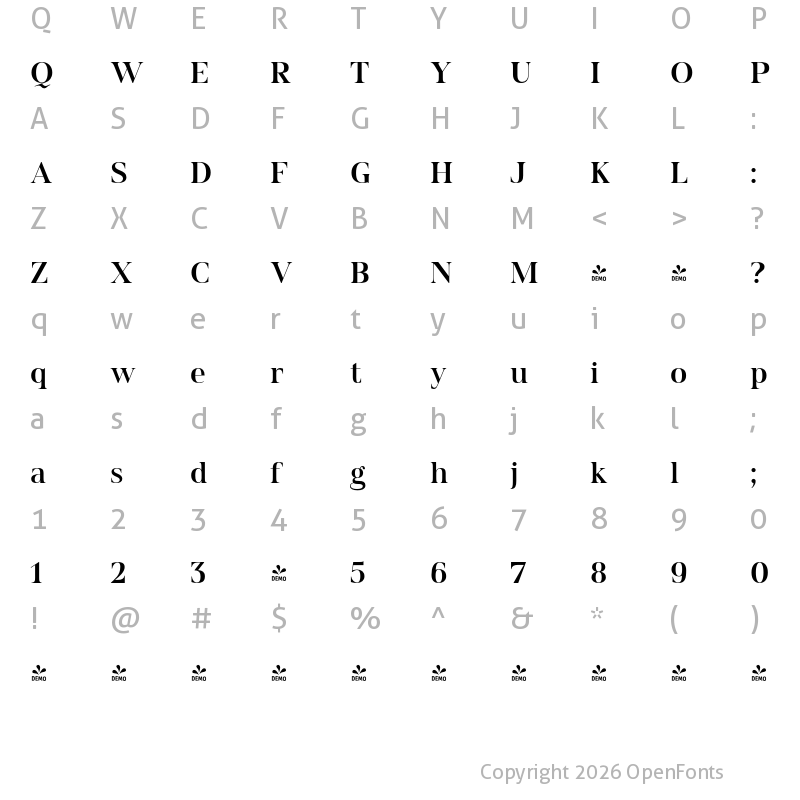 Character Map of FONTSPRING DEMO - Spitzkant Head Medium Regular