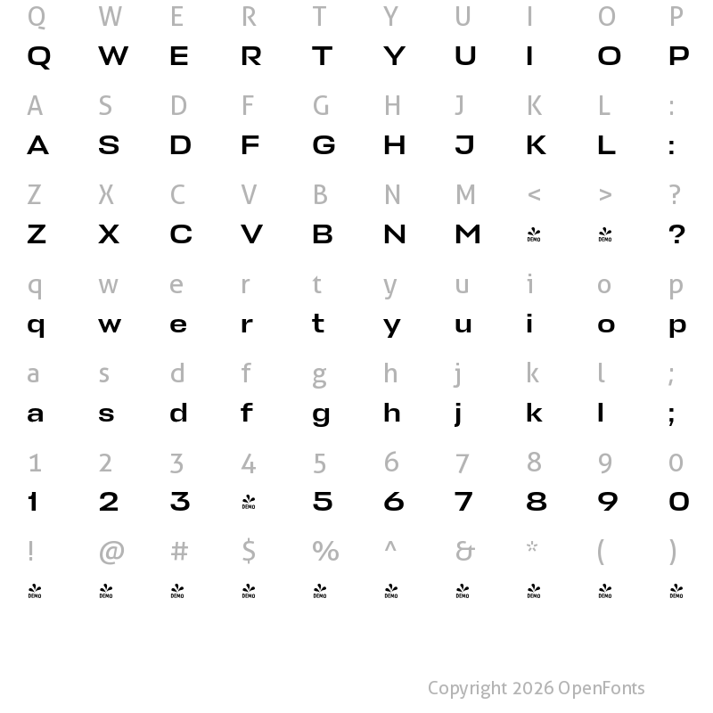 Character Map of FONTSPRING DEMO - Stapel Semi Expanded Medium Regular