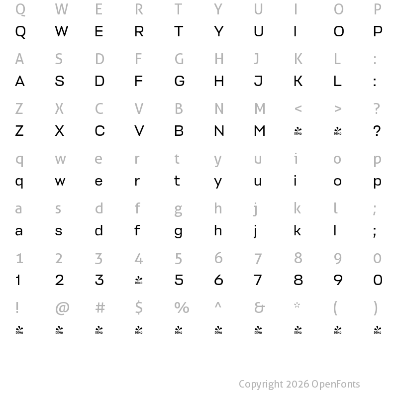 Character Map of FONTSPRING DEMO - Stapel Text Regular