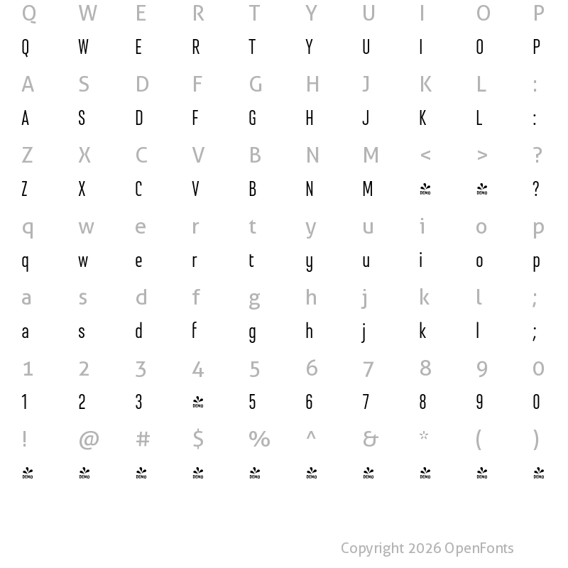 Character Map of FONTSPRING DEMO - Steclo Regular
