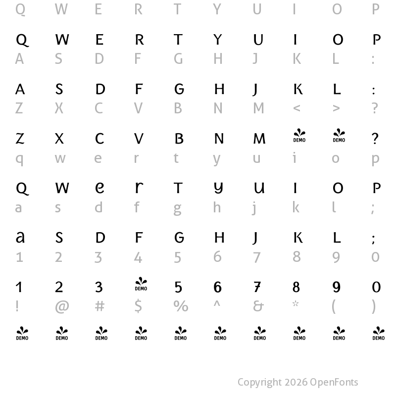 Character Map of FONTSPRING DEMO - Storyteller Sans Black Regular