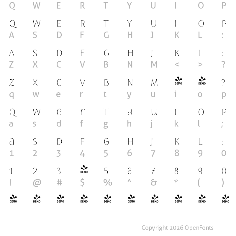 Character Map of FONTSPRING DEMO - Storyteller Sans Light Regular