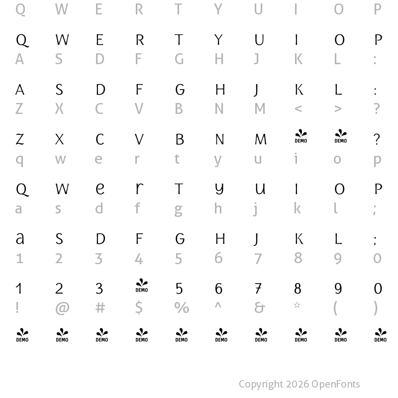 Character Map of FONTSPRING DEMO - Storyteller Sans SemiBold Regular