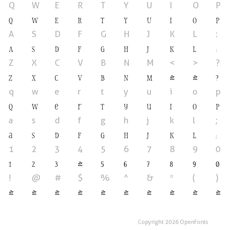 Character Map of FONTSPRING DEMO - Storyteller Serif Regular