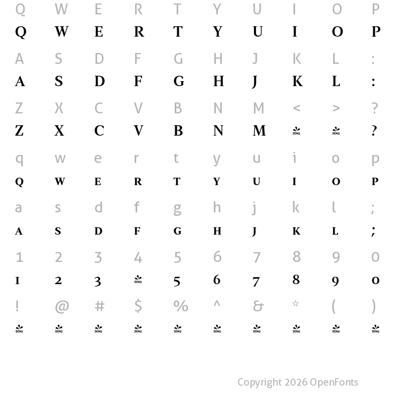 Character Map of FONTSPRING DEMO - Strato Pro SC Demi Bold Regular