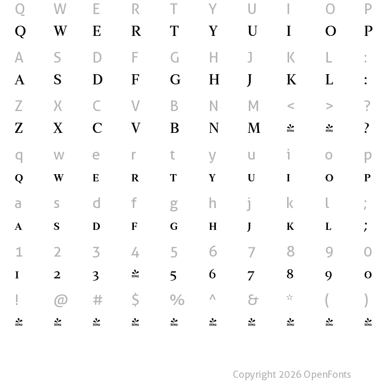 Character Map of FONTSPRING DEMO - Strato Pro SC Regular Regular