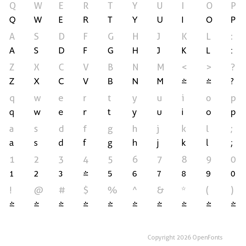 Character Map of FONTSPRING DEMO - Supra-NormalRounded NormalRounded
