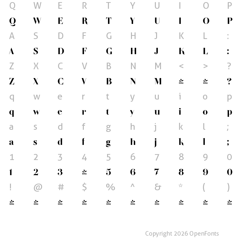 Character Map of FONTSPRING DEMO - TA Regresso Easy SemBd Regular