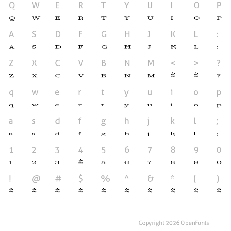 Character Map of FONTSPRING DEMO - TA Regresso Little Light Regular