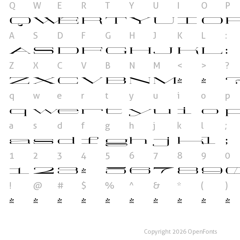Character Map of FONTSPRING DEMO - TA Regresso Stretch SemBd Regular