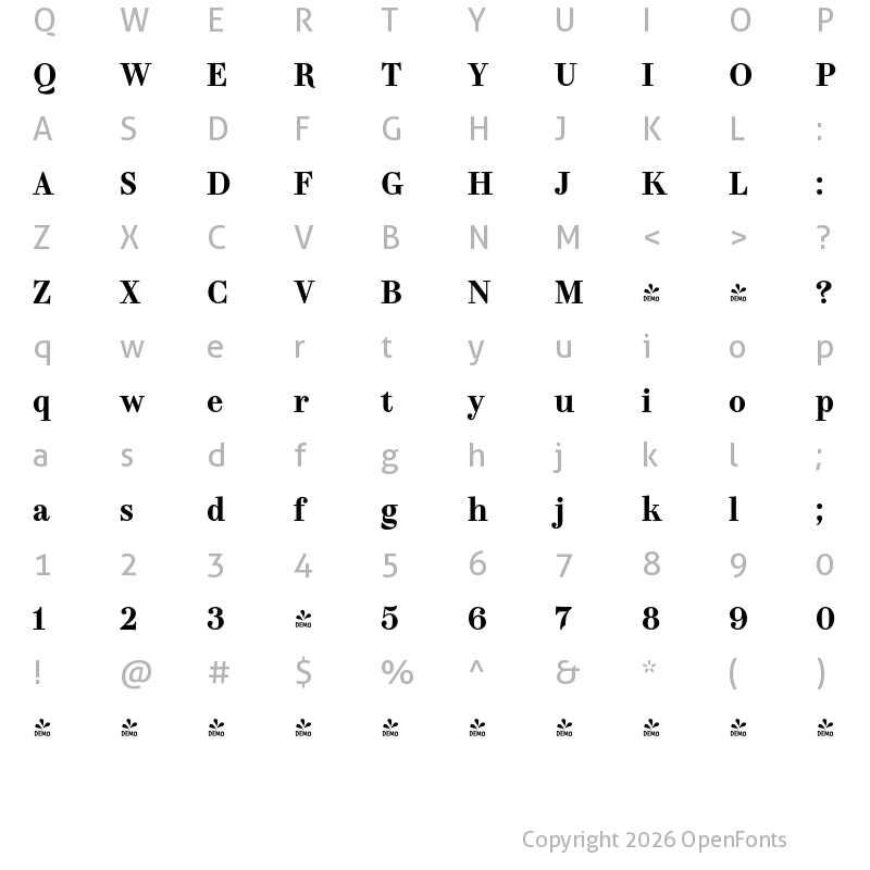 Character Map of FONTSPRING DEMO - TA Regresso Subhead SemBd Regular