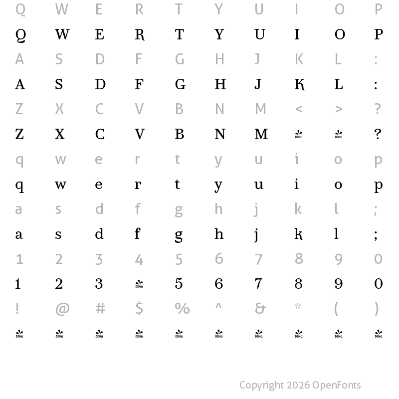 Character Map of FONTSPRING DEMO - TA Regresso Text Rounded Regular