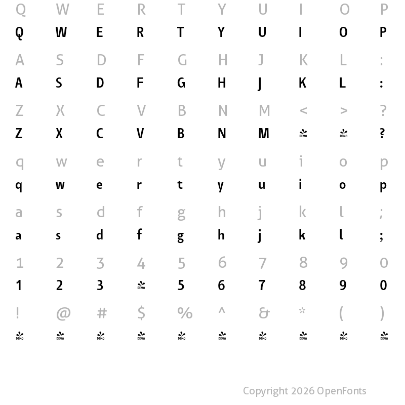 Character Map of FONTSPRING DEMO - Tang Md Regular