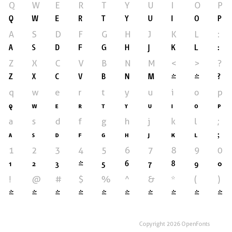 Character Map of FONTSPRING DEMO - TangSCOSF Md Regular
